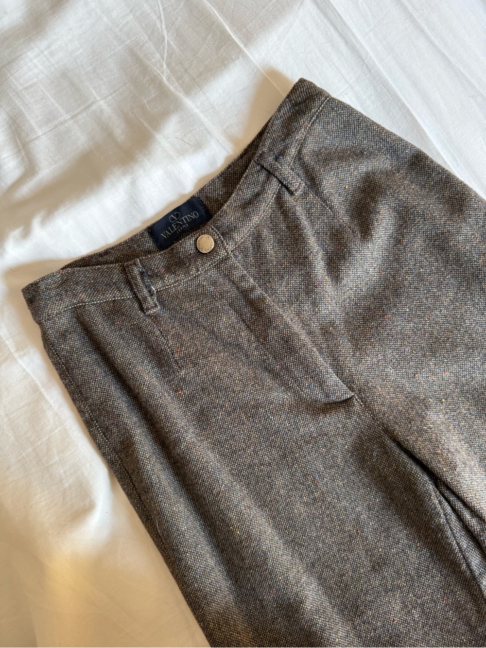 Vintage Valentino Jeans Brown-ish Donegal Tweed Trousers, Men’s Size 32